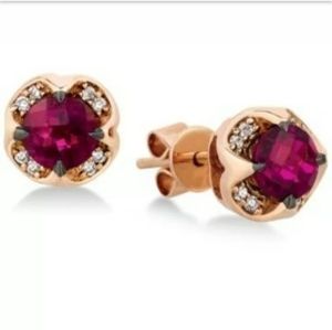 LeVian 14k Rose Gold+ Diamond+ Rhodolite Earrings